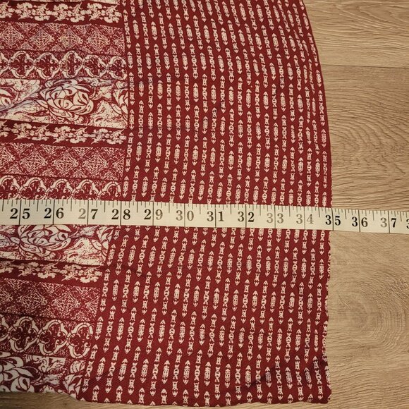 Pink Rose Floral Boho Shift Dress Size M Tie Sleeves Stretch Waist Country Girl - Picture 10 of 13